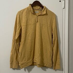 Orvis Mustard Yellow Slub Cotton Quarter-Zip Pullover Sweatshirt - Size M